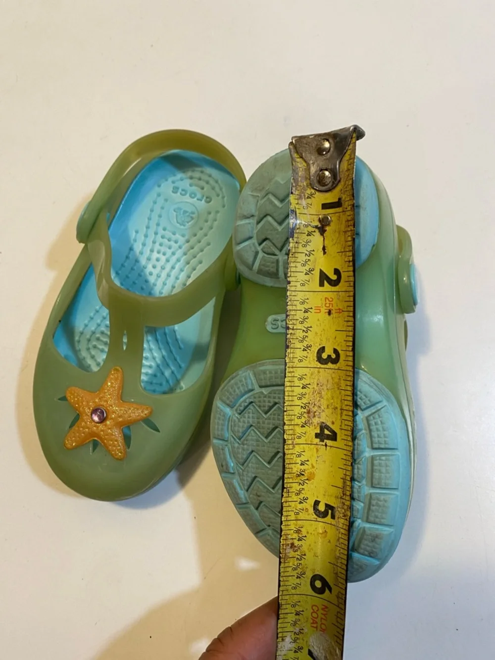 CROCS Isabella Toodlee Girls Green Starfish Clog Sandals C8